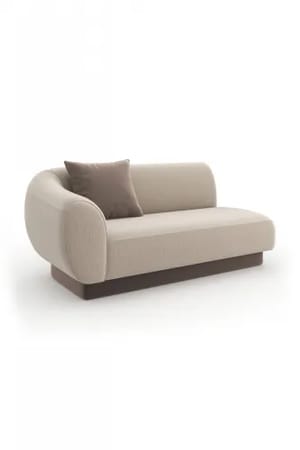 Beige Ribbed Linen Loveseat