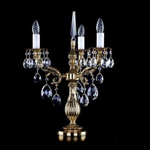 Royal Aureate Crystal Table Lamp – 3-Light Gold Finish