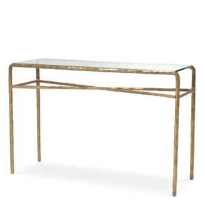 Luxury Vintage Brass Finish Clear Glass Console Table