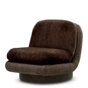 Luxury Bayard Brown Wooden Swivel Chair