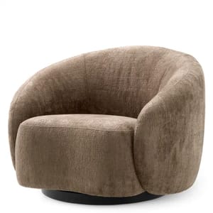 Luxury Avelin Brown Fabric Black Base Swivel Chair