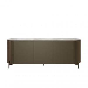 Luxury Brown Ceramic Top Sideboard – Metal Frame, Modern Storage Unit
