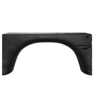Luxury Black Acacia Wood Console Table – Sculptural Dark Lacquer Finish