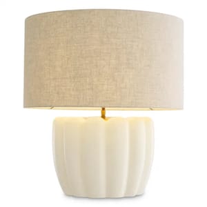 Luxury Off-White Finish Wooden Base Table Lamp