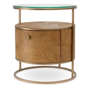 Elegant Oak Brass Nightstand