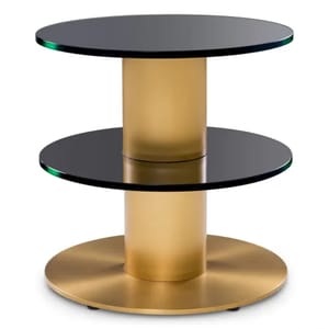 Royale Side Table – Brushed Brass & Obsidian Glass Masterpiece