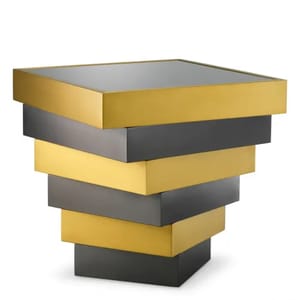 Royale Side Table – Brushed Brass, Bronze & Smoked Glass Elegance