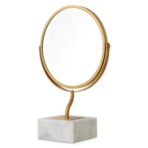 Valencia Marble Table Mirror  Brass & White Grandeur