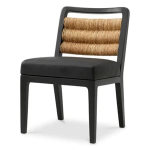 Noir Dining Chair  Seagrass & Leather Harmony
