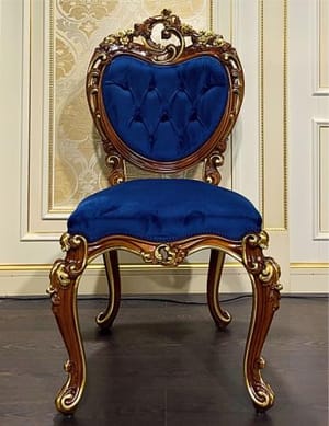 Imperial Armless Dining Chair in Walnut Finish with Gold-Patinated Accents