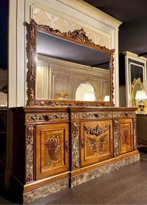 Majestic Premium Dressing Table – Walnut Finish with Gold-Patinated Detailing