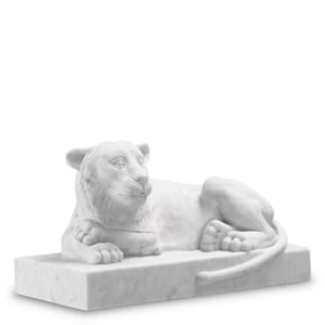 Regalis Marble Lion Sculpture – Handcarved White Marble