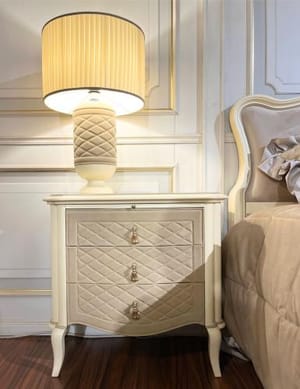 Ivory Elegance Quilted Nubuck Night Table – Refined European Luxury