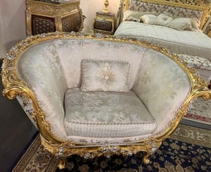 Royal Empire Armchair – Hand-Carved Gold & Silver Leaf Luxury Chair