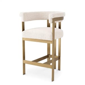 Elegant Counter Stool – Brass Frame with Textured Fabric