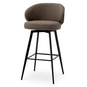 Bar Stool – Sabino Beige Fabric with Walnut Back & Black Legs