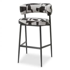 Modern Black Bar Stool – Brooklyn Black Fabric with Black Metal Legs