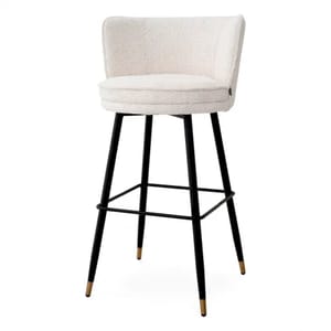 Luxury Grenada Bar Stool – Off-White Upholstery with Black & Brass Swivel Legs