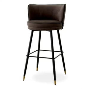 Luxury Grenada Bar Stool – Off-White Upholstery with Black & Brass Swivel Legs