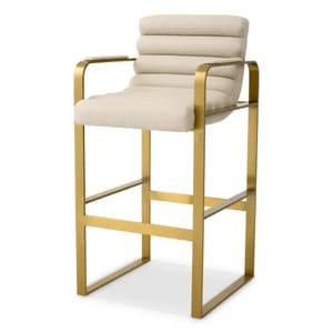 Premium Olsen Bar Stool – Luxury Sand Seating with Brushed Brass Frame