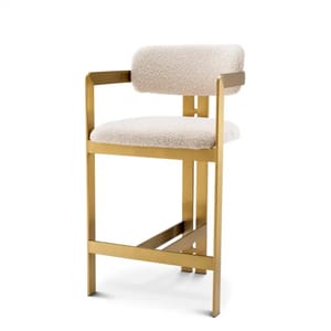 Elegant Cream Boucle Counter Stool – Donato Brass Finish Design