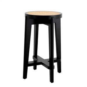 Exclusive Dareau Counter Stool – Classic Black Wood Frame with Rattan Cane Seat