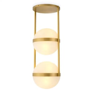 Ceiling Lamp Dover – Antique Brass Finish with White Glass Globes