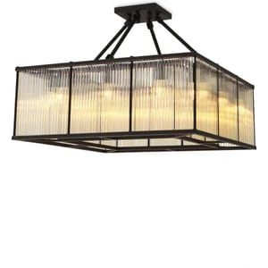 Ceiling Lamp Bernardi Square – Bronze Highlight Finish with Vintage Glass