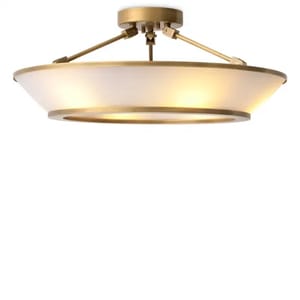 Ceiling Lamp – Antique Brass Finish with White Glass