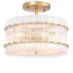 Premium Round Ceiling Lamp – Antique Brass Finish with Clear & Frosted Glass