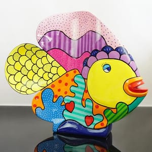 Luxuriöse handbemalte Fischskulptur - Spark Edition (53 cm)