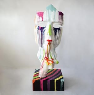 Luxury Large Mask Sculpture on Stand – Trash Edition (190 cm)