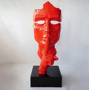 Luxury Large Red Mask Sculpture on Stand – 190 cm