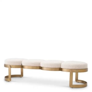 Majestic Bank - Bouclé-Polsterung in Creme mit gebürstetem Messinggestell