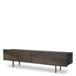 Imperial TV Cabinet – Mocha Oak Veneer with Bronze Accents