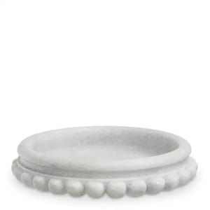 Exquisite Marble Bowl – White Stone Elegance with Sculpted Chain Design