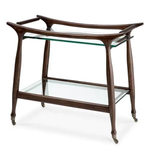 Vintage-Inspired Wood Serving Trolley – Glass Detail