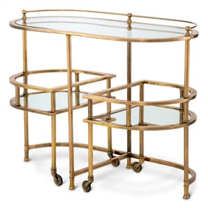 Luxury Brass & Clear Glass Serving Trolley