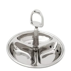 Luxury Nickel Finish Stylish Nut Bowl Three-Compartment Serving Accent