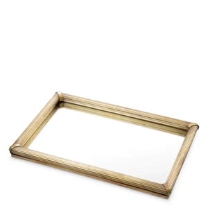 Luxury Vintage Brass Finish Serving Tray Rectangular Artisan Design
