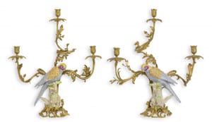 Luxury Porcelain Parrot Candle Holders – Bronze Pair