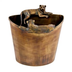 Luxury Vintage Brass Finish Puma Figures Wine Cooler