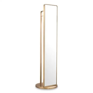 Luxury Brass Finish Floor Mirror with Coatrack