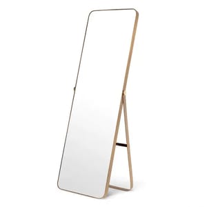 Luxury Brass Finish Full Length Rounded Corner Rectangular Floor Mirror