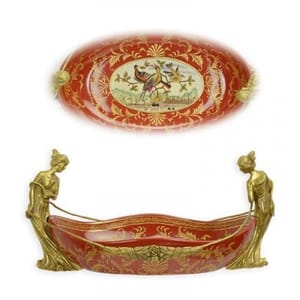 Luxury Ornate Bronze Mounted Porcelain Centerpiece Bowl