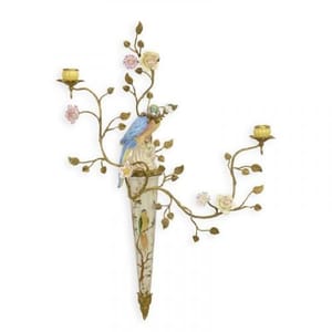 Luxury Porcelain Mounted Bronze Two-Branch Wall Applique