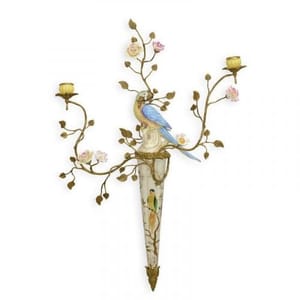 Luxury Bronze Two-Branch Porcelain Bird Wall Applique Sculpture