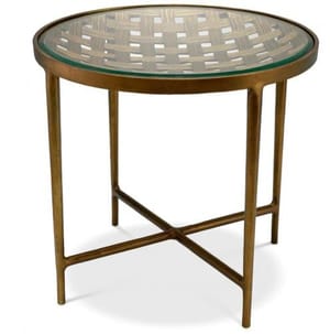 Luxury Glass Top Round Side Table With Metal Base