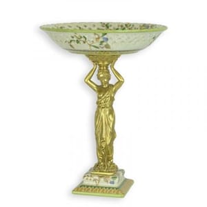 Luxury Bronze Mounted Porcelain Figural Pedestal Bowl
