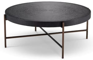 Luxuriöser runder Couchtisch mit schwarzem Gunmetal-Finish und bronzefarbenen Beinen